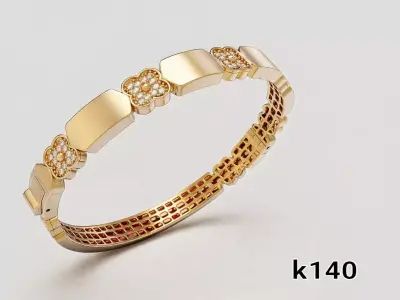 Simple bracelet with jeweled flowers 3D print model