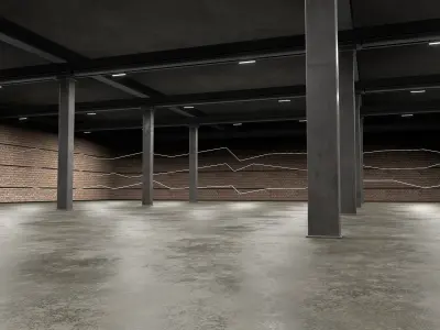 Car studio WAREHOUSE interior3D 3D model 3D model