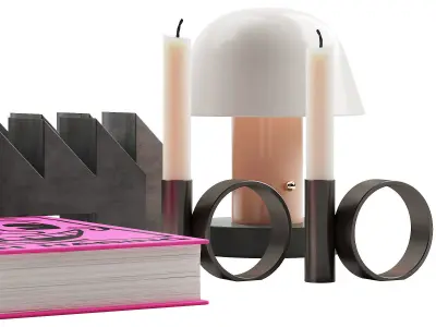 052 Living decor set PINK AND PILLAR 00 3D model