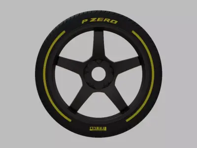 Miniature Enkei TS-5 Rim and Tire - 3D Print - No Textures 3D print model