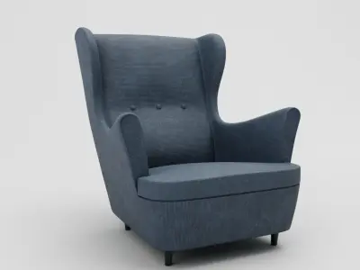 Armchair wing chair Free low-poly 3D model