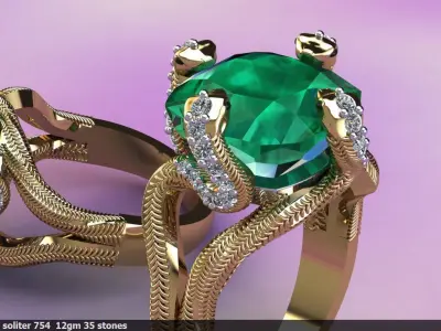 Snake Ring 3D print model 14