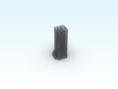 Steel-frame high-rise building 3D model
