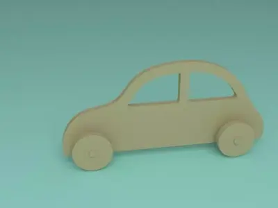 toy wooden car 2d 3D model