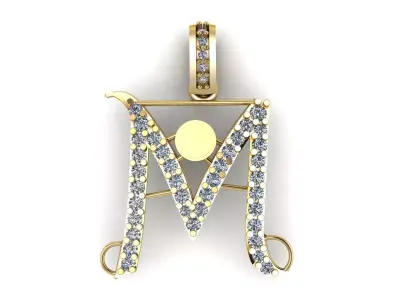 LUXURY ALPHABET M PENDAANT 3D PRINTABLE MODEL 3D print model