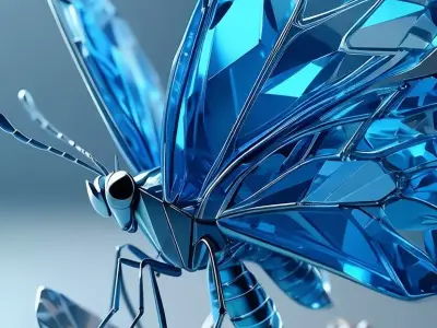 Crystal Blue Butterfly Gemstone Sculpture Wings Perched Diamond Low-poly 3D model
