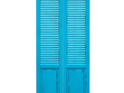 Wooden shutters doors with blinds 3D model
