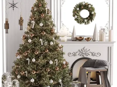 Christmas Tree and Decoration Set 008 Low-poly 3D model