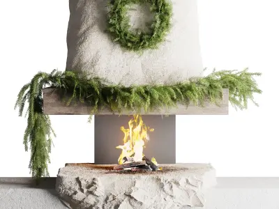 stone fireplace 3D model