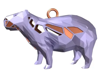 Animal Charm Capybara Pose Pendant 3D print model