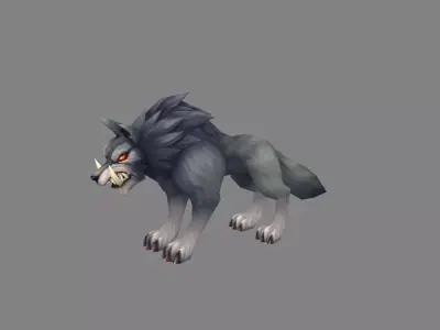 Cartoon fangs wolf Low-poly 3D model