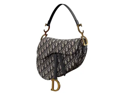 Dior Saddle Bag Blue Oblique Jacquard 3D model