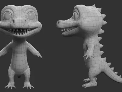 Crocodile 2 Cartoon Low-poly 3D model