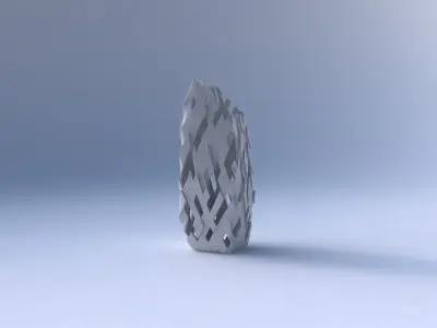 Vase bent rectangle with cuts and bulges 3D print model