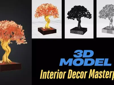 Luxury Golden Tree of Life Statue Home Decor Sculpture 3D print model