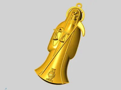 Holy Death Mid Size Pendant 3D STL 3DM Skull Santa Muerte 3D  3D print model