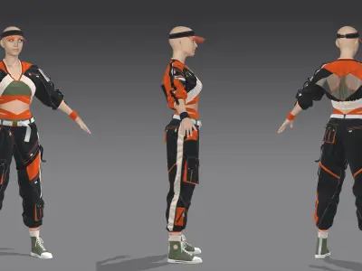 Girls outfit 8 - Marvelous Designer project and OBJ 3D model