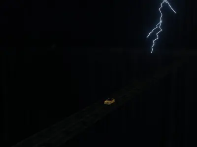 Lightining lightning bolt in night sky 3D model