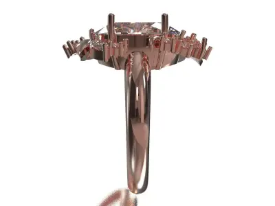 Oval Center Stone Cocktail STL 3D Ring model jr00283 3D print model