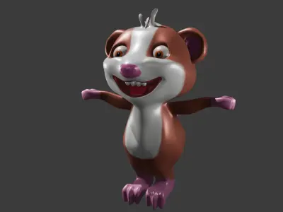 Stylish Low Poly Cartoon Mouse 3D Model Low-poly 3D model