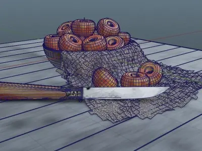 apple in a bronze bowl Free low-poly 3D model