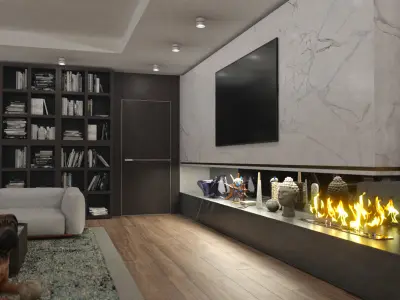 Living Room with Library 3D model