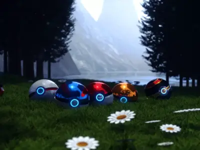 a set of pokeballs Free 3D model