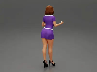 Sexy maid woman in a mini dress 3D print model