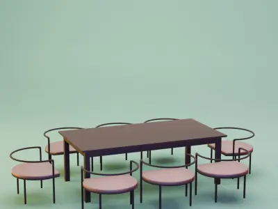 Luxury interior Table and Chair - Aries Free 3D model