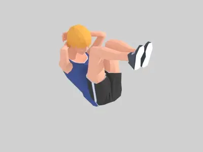 Crunch  Exercise Woman Animation Low-poly 3D model
