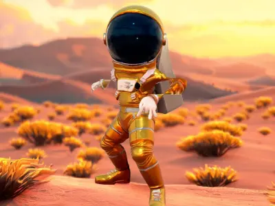 Gold Space Suit model pack Low-poly 3D model