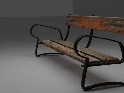 Bench and Rubish Free 3D model