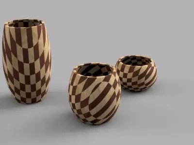 Vase 6 three wooden vases 3D model