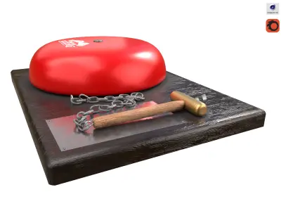 Boxing Ring Gong Bell  Low-poly 3D model