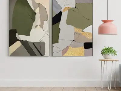 Plaster Two Photo Frame E-52 Low-poly 3D model