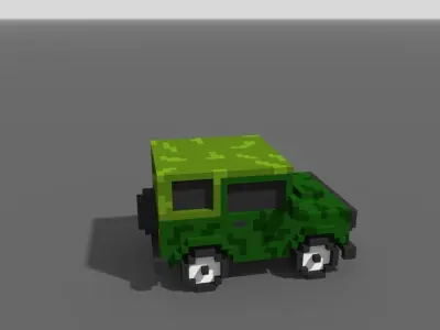 3D voxel jeep Low-poly 3D model