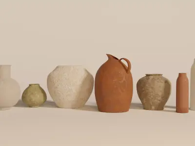 Stone vases set 3D model