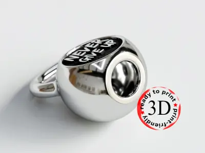kettle bell pendant with the inscription never give up 3D print model