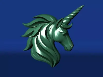 Golden Unicorn Head 3D Model Free 3D print model