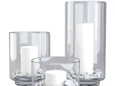 Glass Candle Holder Set 3D model