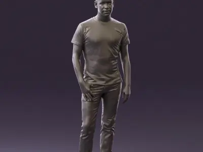 Man sport haircut finger inpocket 0801 3D model