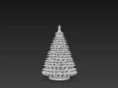 Christmas Tree 3D Model Realistic Happy Christmas Scene 3D print model