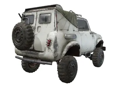 Retro vintage battle race suv car four-wheel drive lvl2 da1 Low-poly 3D model