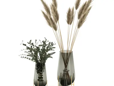 Plants in Echasse Vases 3D model