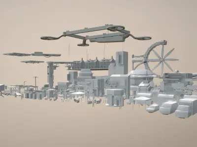 Cyberpunk City Pack Low-poly 3D model
