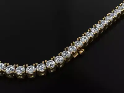 Diamond Tennis Necklace 3mm70 3D print model