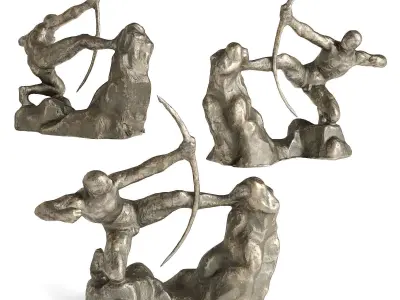 Hercules Archer sculpture Low-poly 3D model