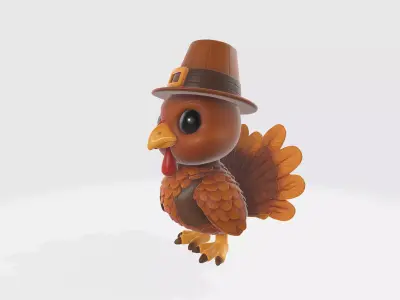 Thanksgiving Turkey with Pilgrim Hat 3D Print 3D print model