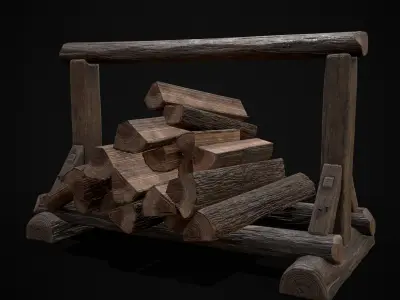 Firewood Log Rack Low-poly 3D model