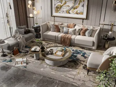 Sofa Table Combination Luxury Modern 3D model